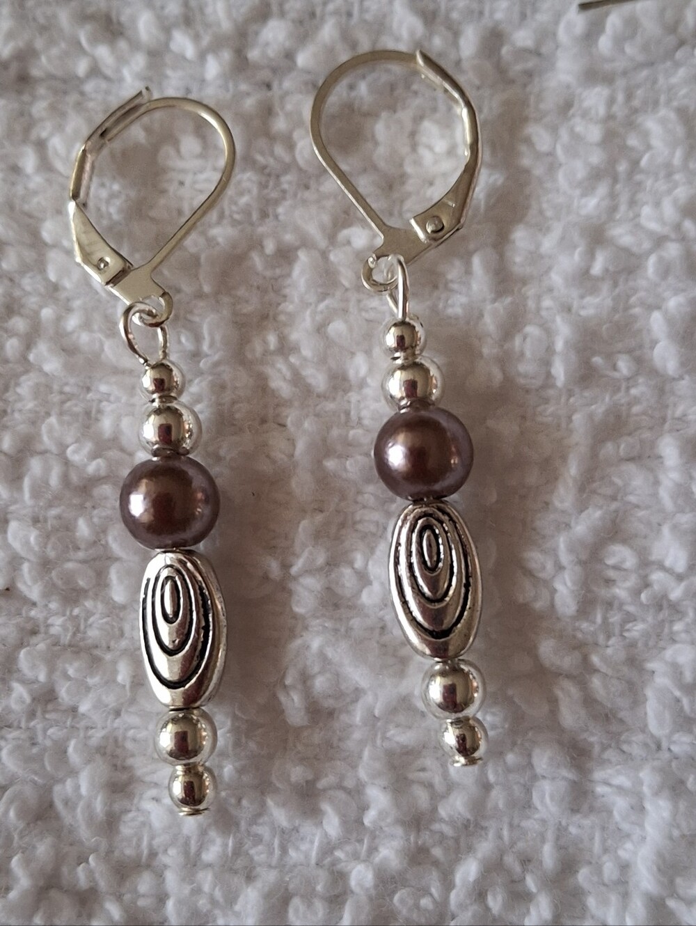 Silver and Lavender Bead Drop Earrings - Elegant Women's Jewelry